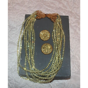 VINTAGE MULTI-STRAND BEADED NECKLACE AND MATCHING EARRINGS